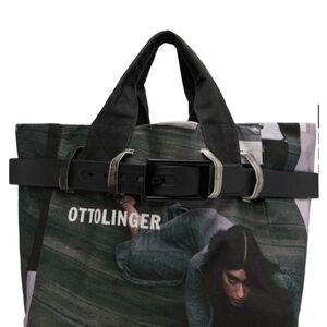 Ottolinger Black Graphic Canvas Tote Briefcase